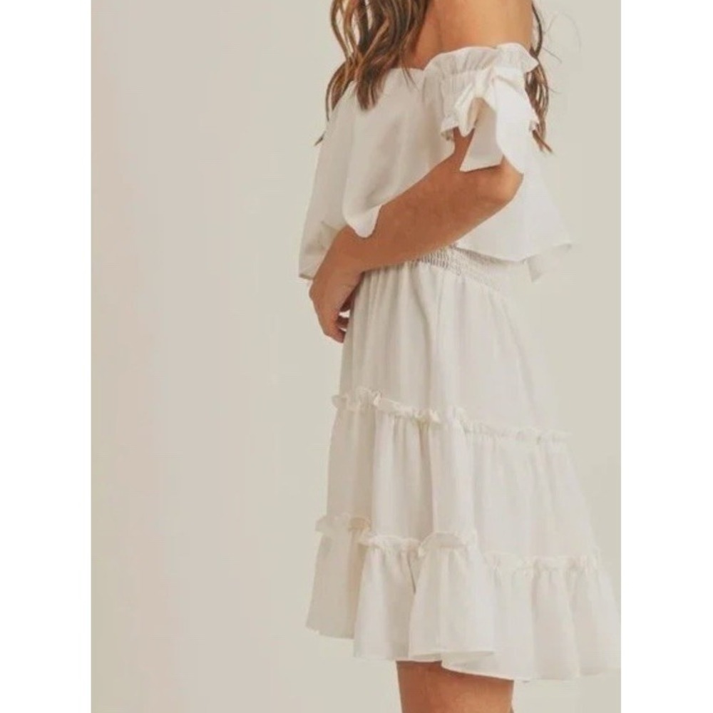 Mable by Anthropologie Rayna Off Shoulder Tiered Mini Sundress White Women's L